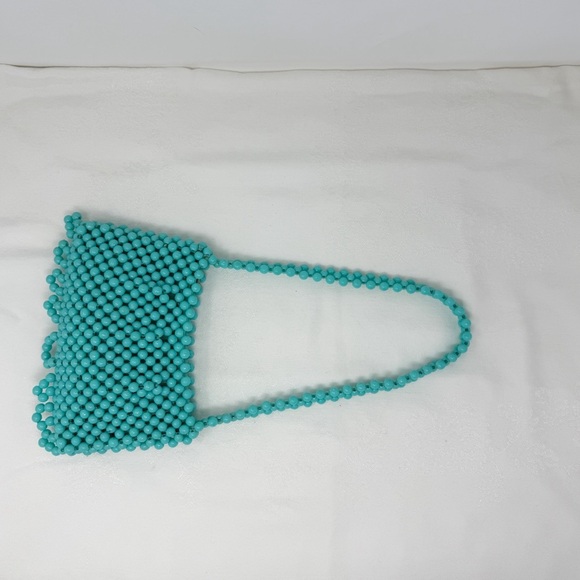 Prentice Vintage Made in Italy Turquoise Beaded Shoulder Bag Purse Handbag - Picture 10 of 16